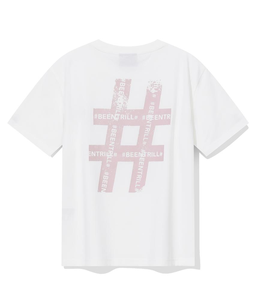BEENTRILL Women'S Vintage Hashtag Short Sleeve T-Shirt (Off-White)