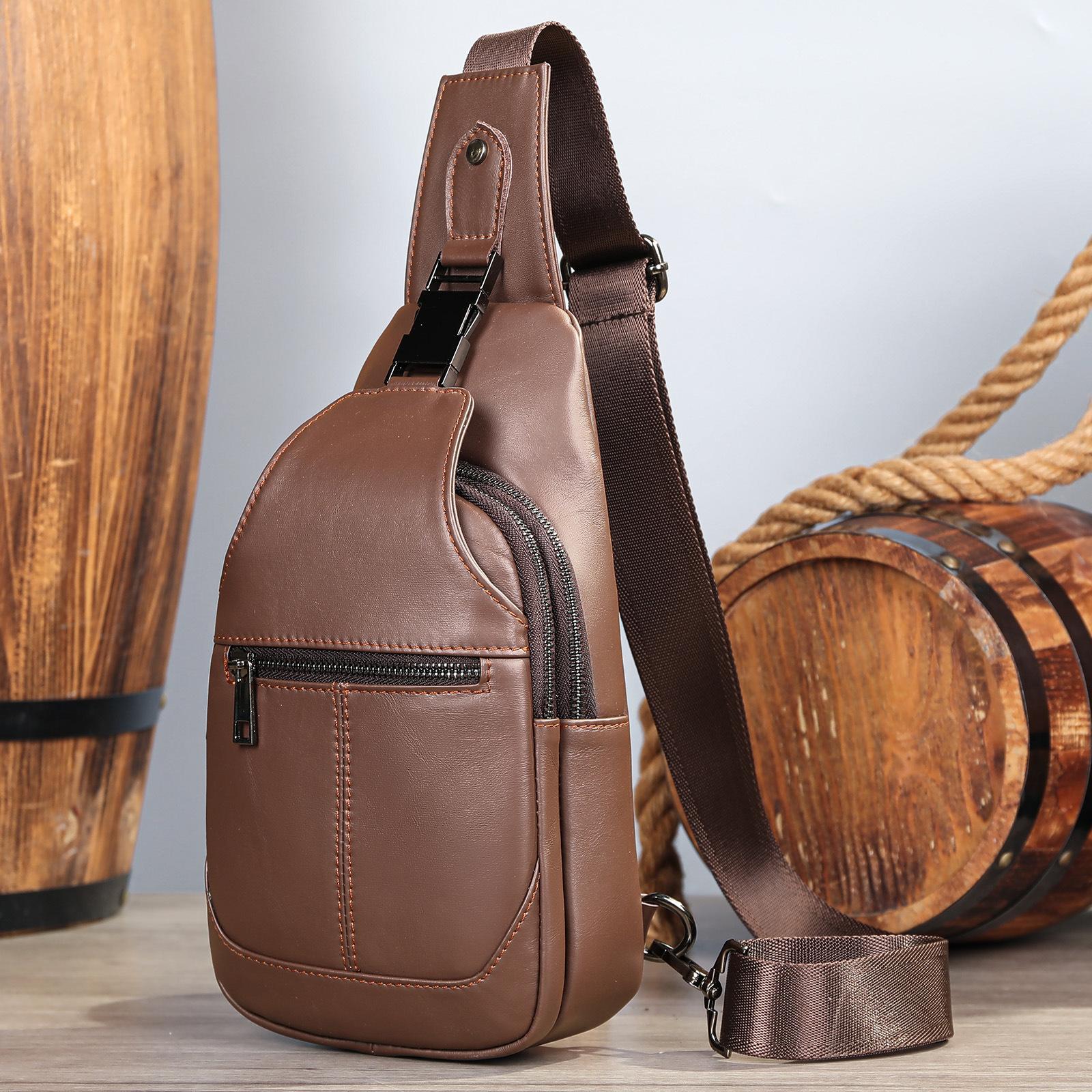 

Сумка-мешок из воловьей кожи Head Layer, мужская многофункциональная сумка через плечо из натуральной кожи в стиле ретро One Size кофейный