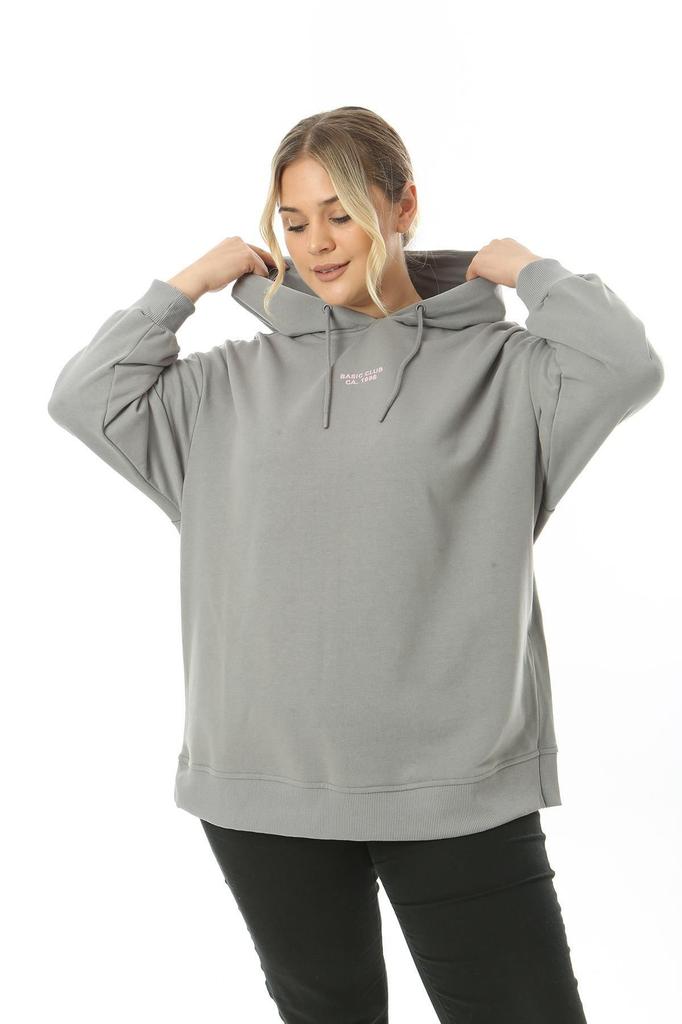 Women's Style Big Size Sweatshirt Large Size 3 Thread Hooded Sweatshirt With Side Zipper Slit