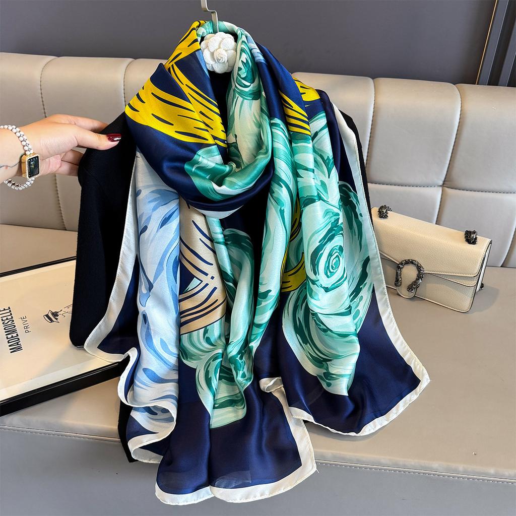 Women 180*90cm Fashion Beautiful Soft Silk Scarves Female Lady Shawl Hijab Wrap Foulard Bandanna Muffler Beach Pareo