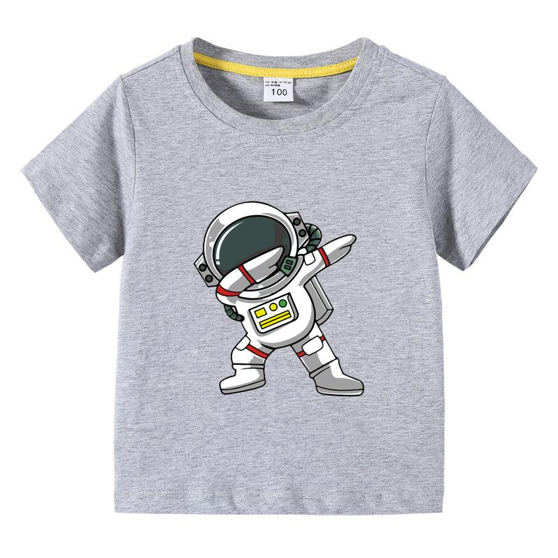 Children's clothing fashion astronaut pattern short sleeved T-shirt, children's boys round neck top T-shirt, children's summer clothes