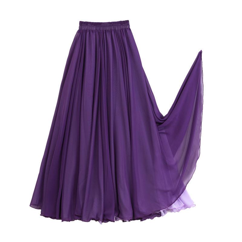 630 Degree Classical Dance Skirt Women Double-Side Chiffon Big Swing Skirt Belly Dance Costume Stage Performance Maxi Skirts