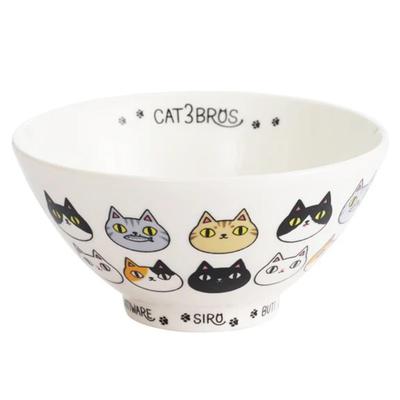 Keramik Ai Katt Tre Bröder Rissskål med Ansikte 23124 11,8×h6,1cm