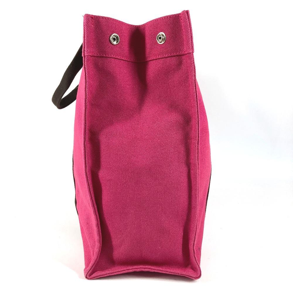 Hermes With Porch Sac De Plage GM Tote Bag Shoulder Bag Canvas pink/Black