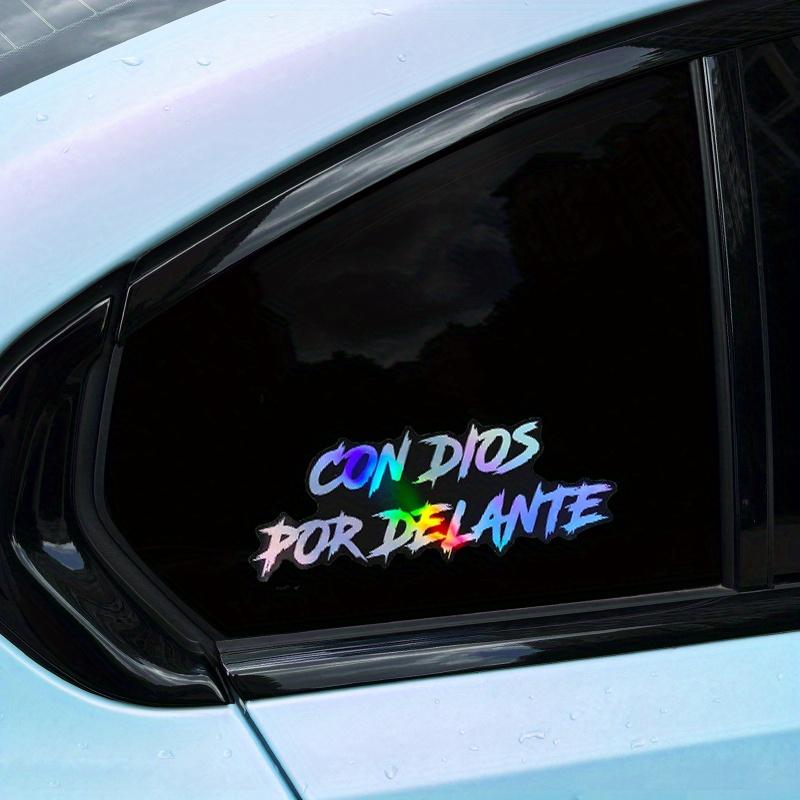 1PC CON DIOS POR DELANTE Car Stickers Waterproof for Motorcycle Helmet Cases Car Triangle Windows Body Bumper Trunk Vinyl Decals