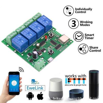 eWeLink Alexa-Compatible Four-Channel Smart Switch with Multi-Channel Timer & Remote Control