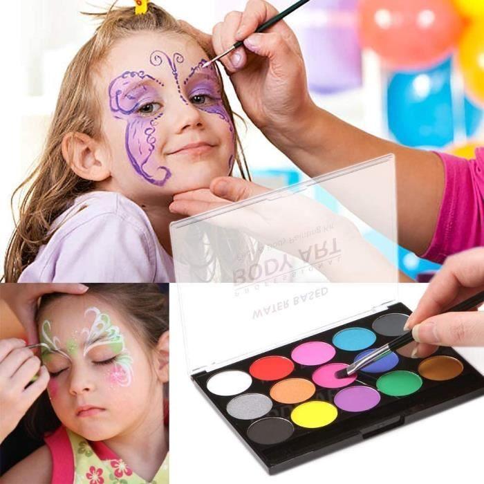 Body Paint Kit - Non-toxic - 15 Colors - Washable - With Brush - Halloween