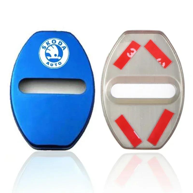 Car Sticker 2026 Hot Car Door Lock Cover for SKODA Emblem Octavia Superb Kodiaq Fabia Rapid Spaceback Karoq Yeti Kamiq Metal Sti