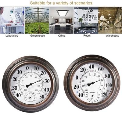 Termómetro Higrómetro de Interior y Exterior de 20 CM Carcasa de Hierro Pintado Antiguo Instrumento de Medición de Temperatura y Humedad Esfera US/EU