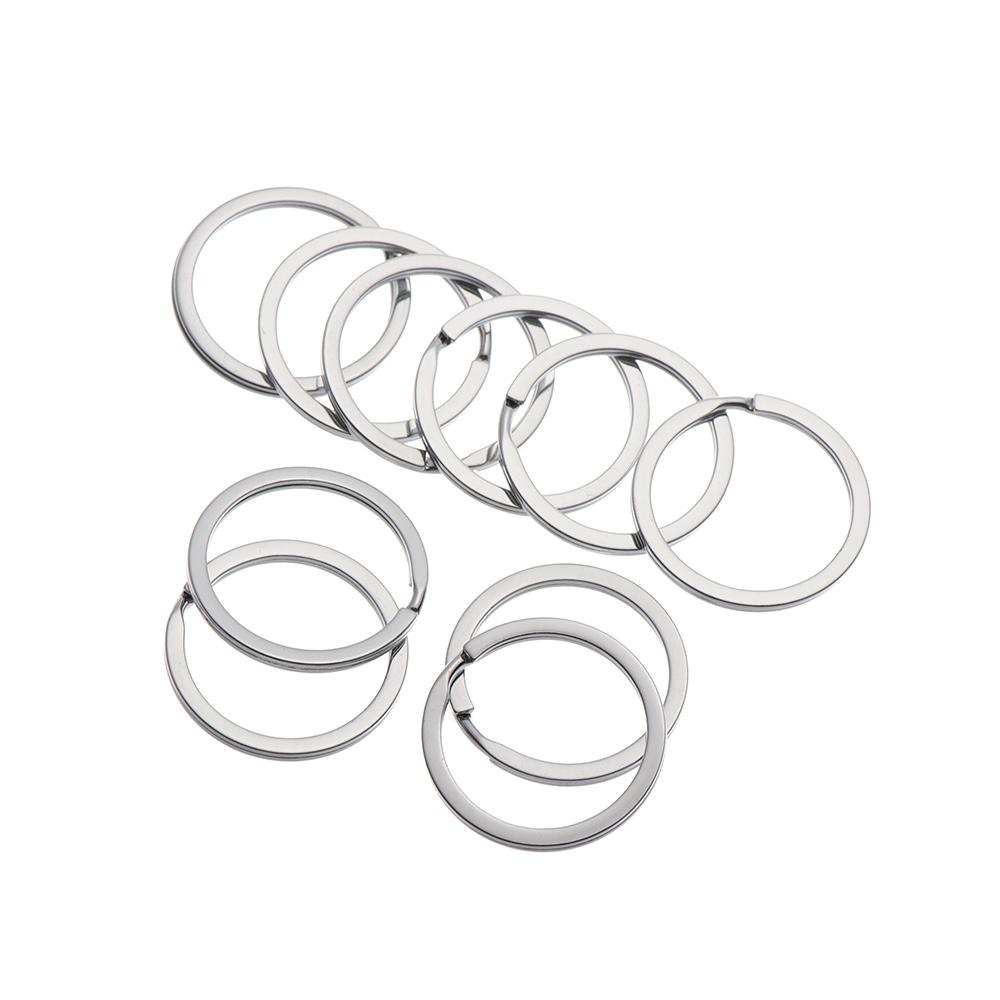 10Pcs/Pack 25/28/30/32mm Clasps Connectors Keychain Chain Loop Split Key Ring Stainless Steel