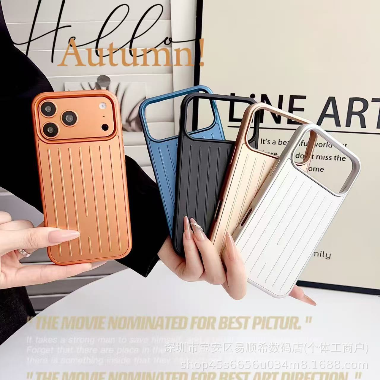 

Suitcase-Style Full Coverage Metal Phone Case for iPhone 17 Pro Max/16/15/14. 16 Pro Max