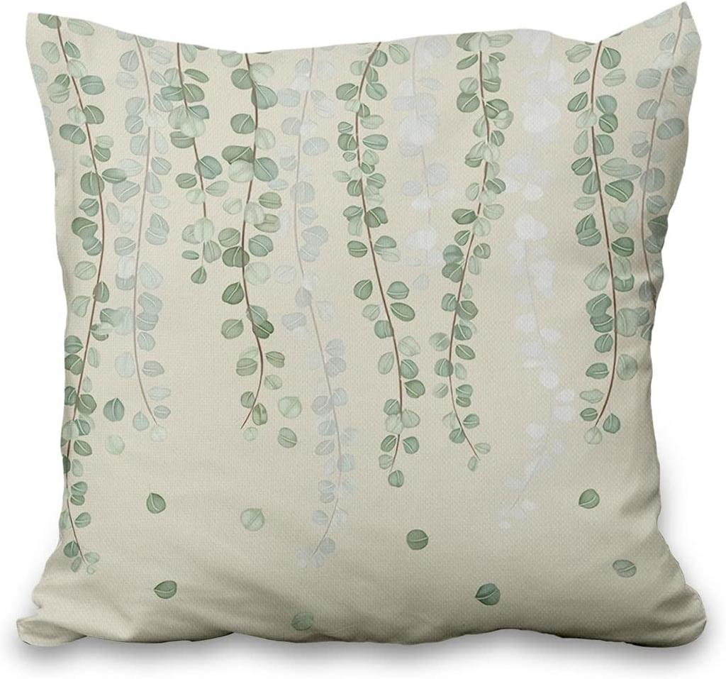 4Pcs Watercolor Green Plant Cactus Fern Printed Pillow Cover Polyester Cushion Case 2D Flat Printing Pillowcase Nordic Zen Look