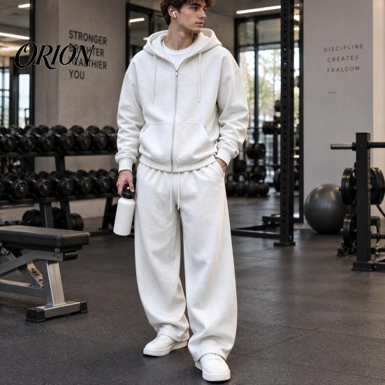 Casual Loungewear for Men Tracksuit 2 Pieces Set, Hoodie Coat Drawstring Sweatpants Breathable Sportswear Outdoor Activities Workout Outfit,