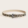Retro Carved Leopard Print Western Buckle Belt for Women