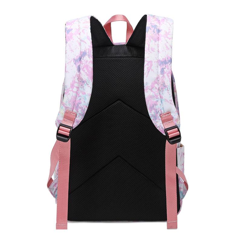 2023 Ny motetrykt skolesekk med stor kapasitet Graffiti studentryggsekk kvinner tredelt bokveske med Bento-pose Blyantveske