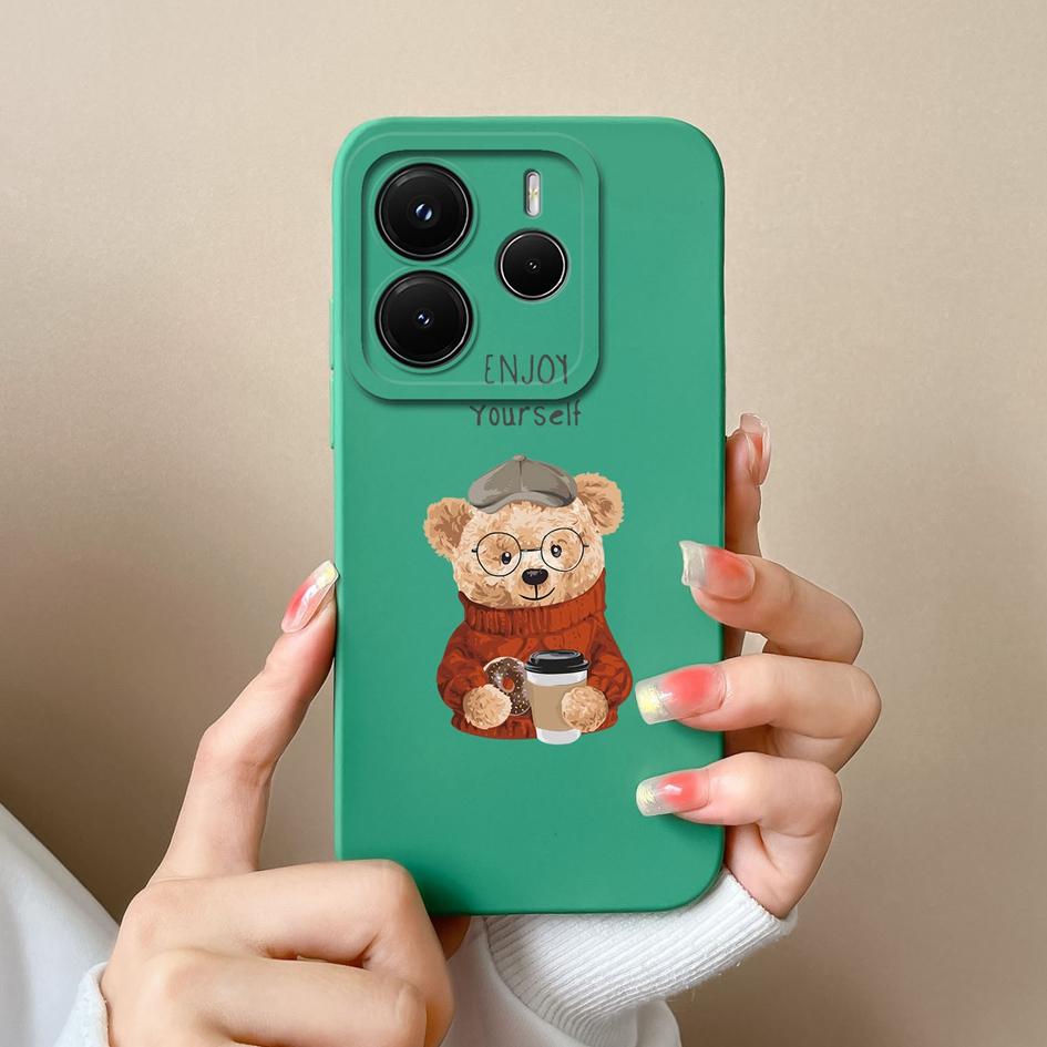 Case For Redmi Note 11 12 14 12R 11E 11T 14S 12S 11S 12Turbo Pro Plus 4G 5G Lovely Bear Pattern High Quality Anti Slip Silicone Housing For Redmi Capa