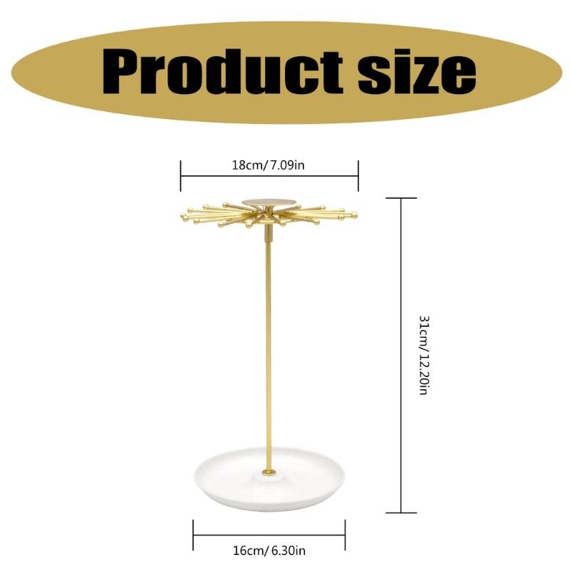 Suport de bijuterii elegant cu bază rotundă, organizator de depozitare pentru inele, coliere, cercei, economisire spațiu, accesorii, raft de afișare