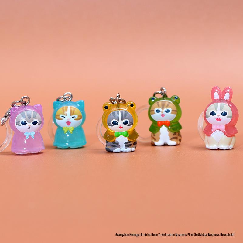 Cat Fu Shan Di Blind Box Pendant: Transparent Raincoat, Cute Healing Mobile Phone/Car Charm Keychain