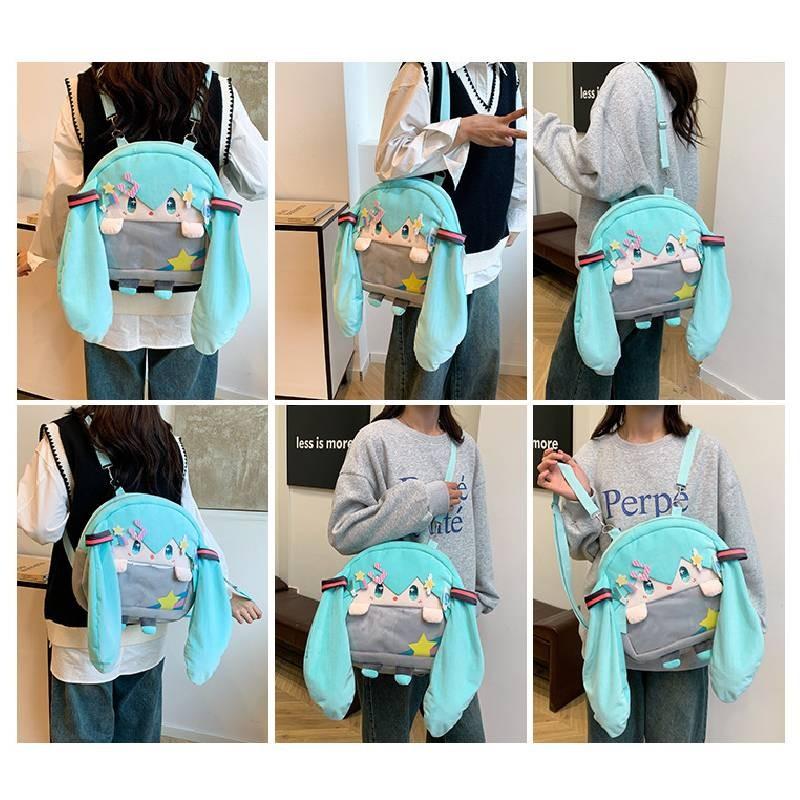 Hatsune Plush Miku Backpack Schoolbag Cartoon Single Shoulder Bag Crossbody