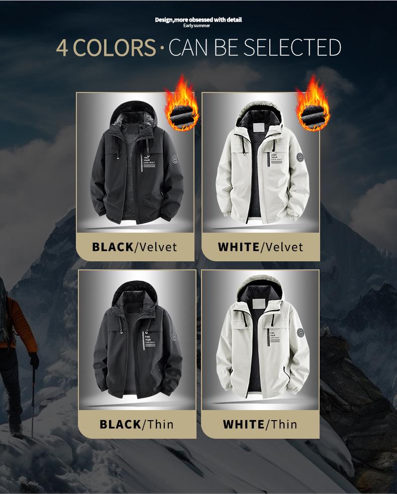 Men's Spring/Autumn Lightweight Hooded Workwear Jacket - European Size, Loose Fit, Casual Single-layer