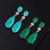 Hot Internet Celebrity Retro Paraiba Earrings Dinner Emerald Water Droplet Exaggerated