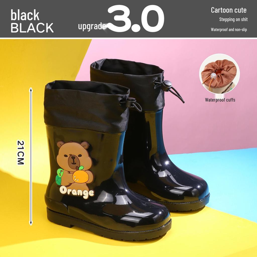 Wasserdichte gefütterte Gummistiefel für Kinder: Rutschfeste, kältebeständige Gummistiefel mit Kordelzug für Kleinkinder und ältere Kinder