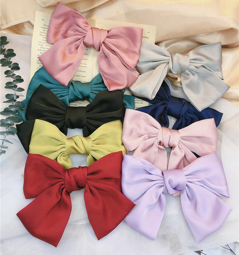Fashion Ribbon Bow Hair Clips for Women Large Bow Hairpin Girls Satin Trendy Ladies Hairgrips Cute Barrette Hair Accessories