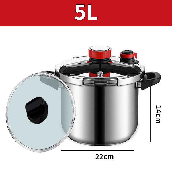 

Stainless Steel Pressure Cooker Cooking Pot 1.8L 2.4L 5L 7L Induction Compatible Pressure Cooker Cookware with Extra Glass Lid