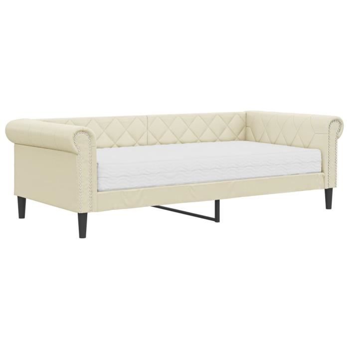 VidaXL Lit de jour avec matelas crème 90x200 cm similicuir 3197721