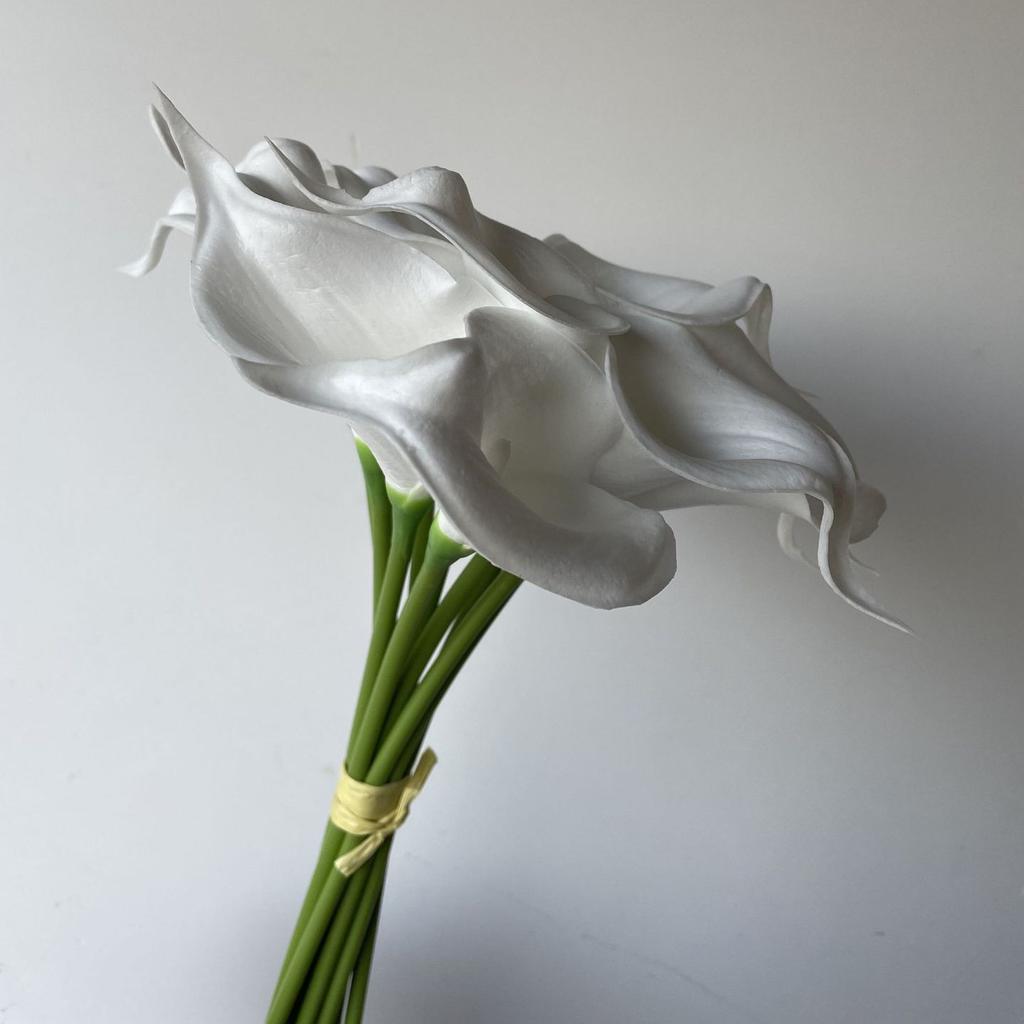 5PCS White PU Fake Flower Artificial Calla Lily for Home Decor Wedding Bridal Bouquet Home Table Flower Bouquet Decor 36CM