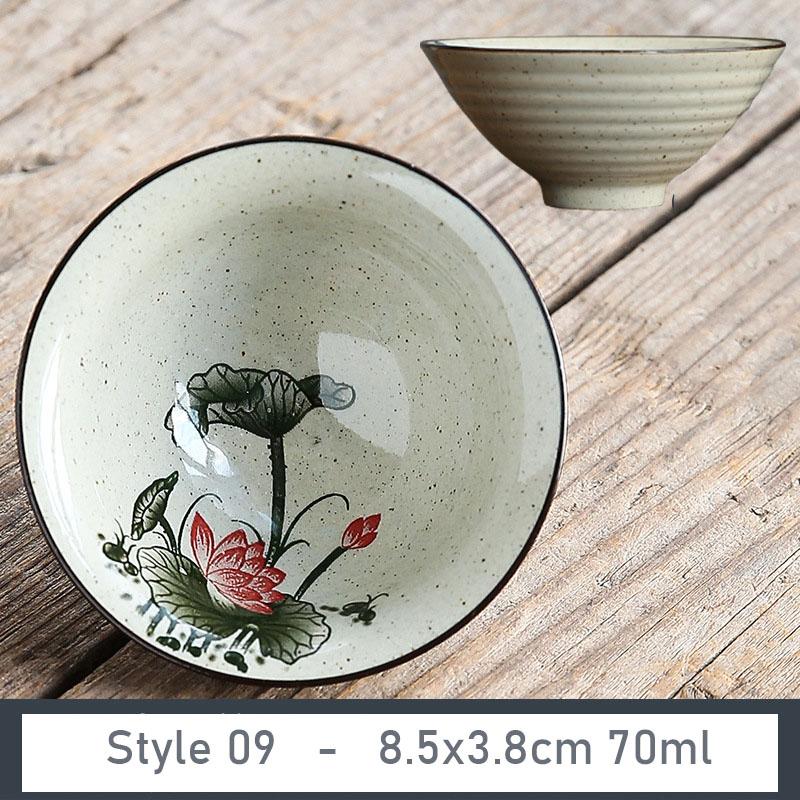 1 Stück Handgefertigte Konische Tasse Antike Pflanzenasche Porzellan Teetasse Reise Keramik Teeschale Anti-Verbrühungs Retro Meditationsbecher Teeset 70ml