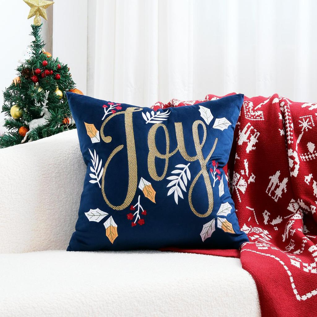 Reindeer Christmas Pillowcase, Winter Snowflake Embroidery Cushion Cover 45x45cm, Cross-border Bestseller