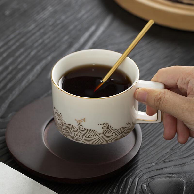 Suet Jade Golden Wave Ceramic Coffee Cup Set