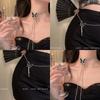 Cool wind butterfly black zirconium necklace women's summer draw adjustable collarbone chain fashion trend neck necklace decorative necklace