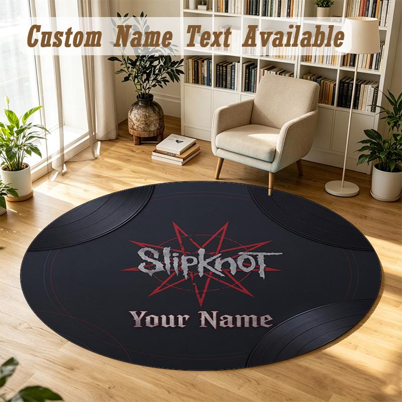 Round Rug Custom NameSlipknot Pattern Non Slip Carpet Home Floor Decor