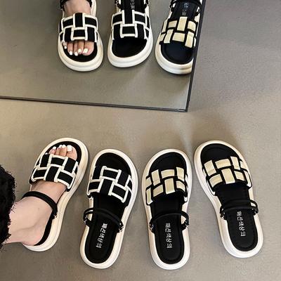 French Heightened Platform Slippers Women's Summer Fashion 2025 Xiaoxiangfeng New High-end Non-slip Beach Shoes