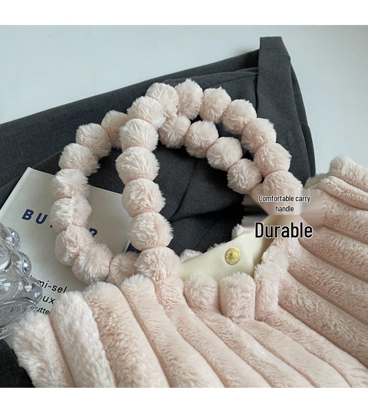 Trendy Autumn/Winter Plush Shoulder Bag – Cute, Fashionable, Large Capacity Handbag