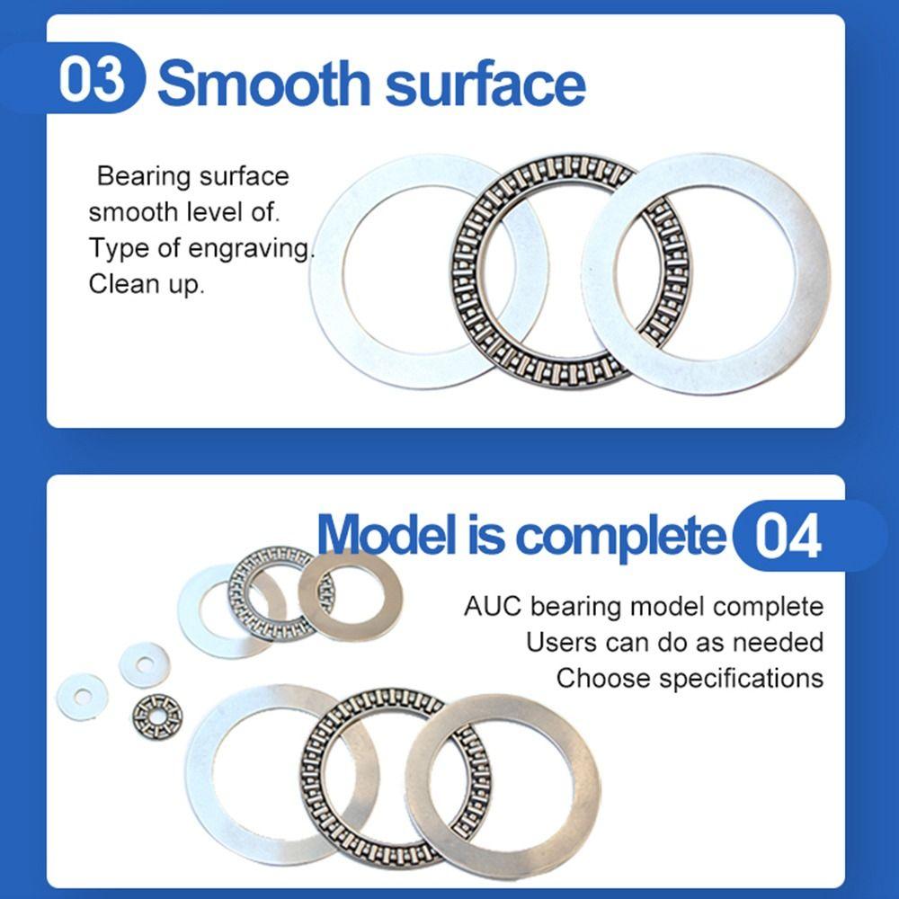 10Sets Chrome Bearing Steel Flat Needle Roller Bearing for Plane Axial Bearing Replacement