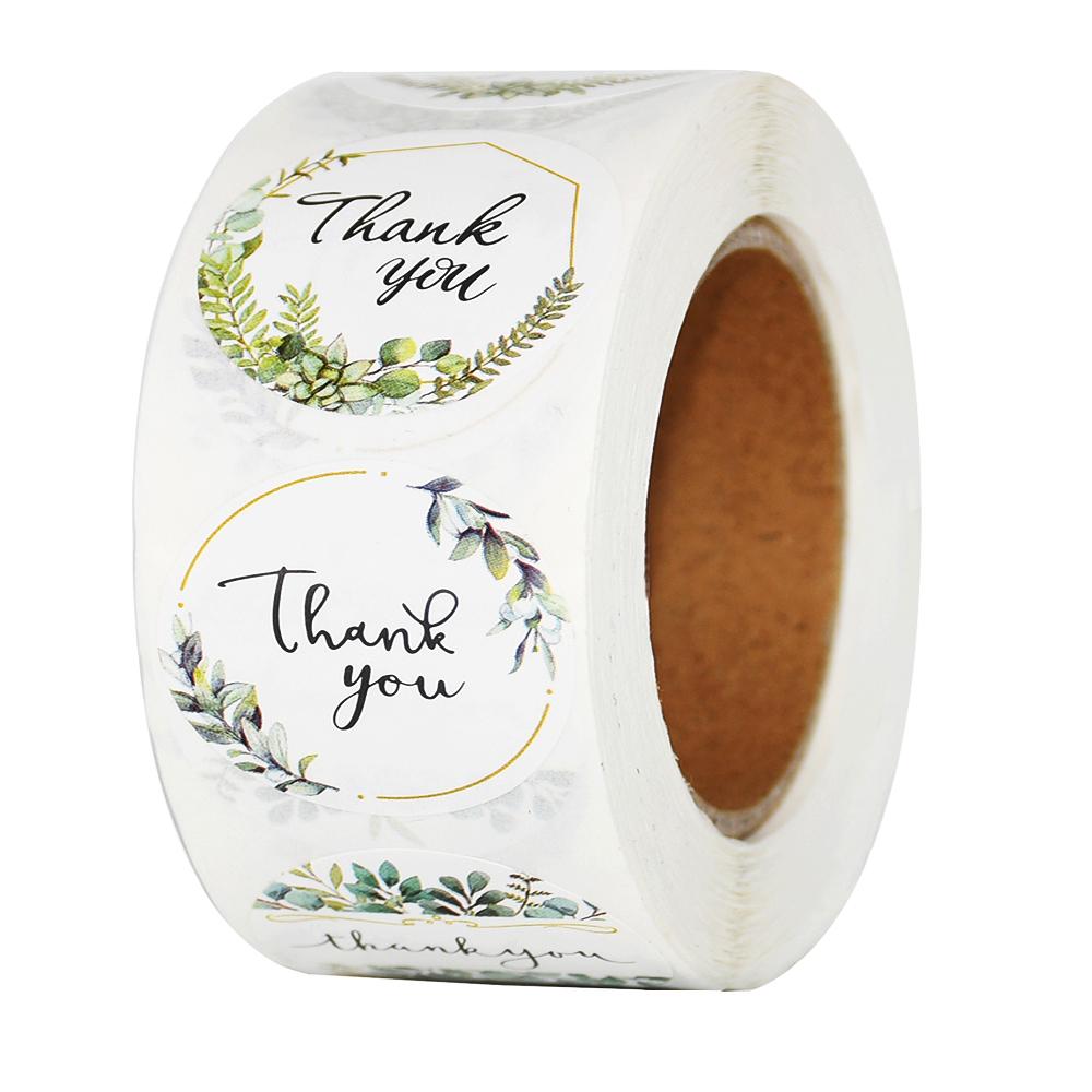 50-500Pcs High-Quality Green High-Quality Leaves High-Quality Thank High-Quality You High-Quality Stickers 1Inch High-Quality Sealing High-Quality