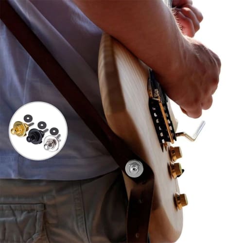 JnTech Set of 4 Guitar Strap Lock Pins, Metal Strap Buckle, Drop Prevention, One-Touch Detachable, Guitar Accessories, Locking Guitar Strap Compatible