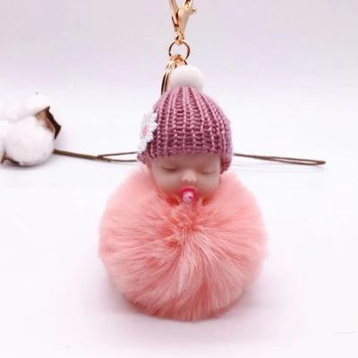 Baby Pom Pom Keyring (Pink) Bag Decoration Perky Ring