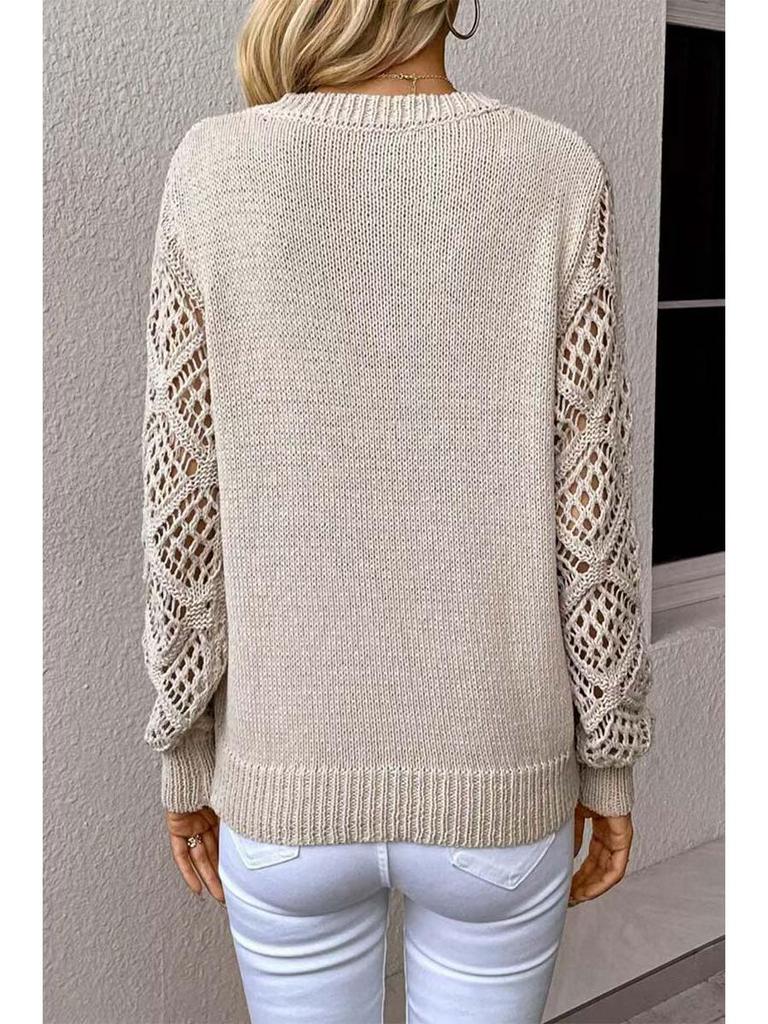 Spring/Autumn Women's Long Sleeve Hollow Knitted Pullover Sweater