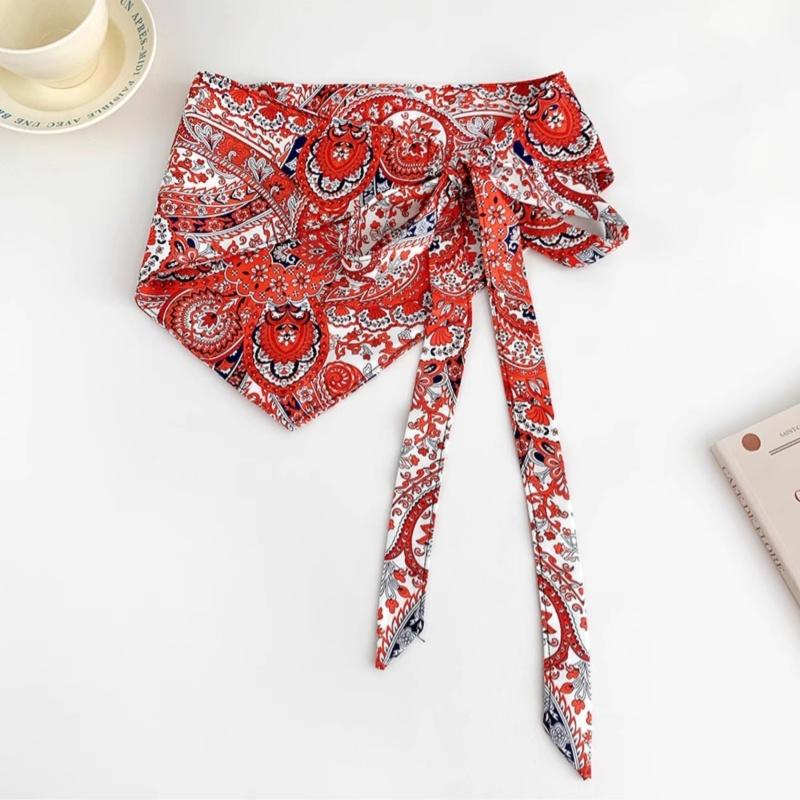 Triangular Scarf with Vintage Ethnic Print Cashew Flower Design for Women Adds Unique Fashion Flair