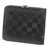 Inden Bifold Clasp Clasp Purse Black Deerskin with Black Small Checkered Clasp 1 Bill 6 Card 2 X 11cm X [Inden-ya] Wallet, Purse, 1608, A, Lacquer,