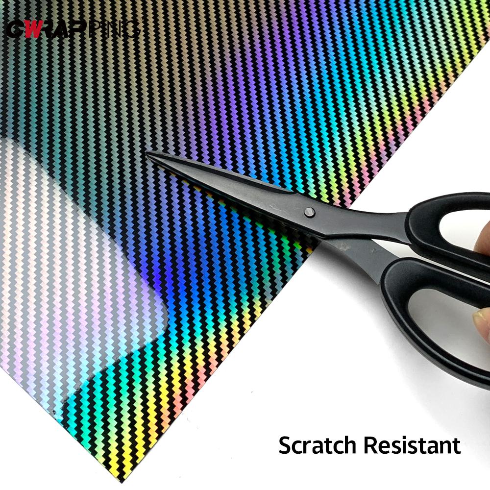 High Gloss Laser Silver Carbon Fiber Vinyl Film Motorcycle Body Stickers Rainbow Car Film Covers Accessories Wrap Foil Sticker