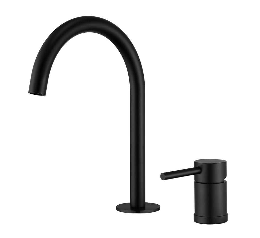 304 Stainless Steel Widespread Bathroom Basin Faucet Hot and Cold Mixed Water Wash Basin Faucet Deck Mounted Nickel /Black