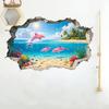 2 Peças de Adesivos de Parede 3D Praia Litoral, Golfinho Oceano Gaivota Palmeira Adesivo de Parede para Quarto de Crianças Bebês, Sala de Estar, Berçário