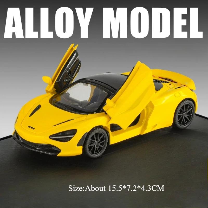 1:32 Scale 720S Senna Sports Car Model Toy Music Light Alloy Diecast Rubber Tires Miniature Vehicles Collection Hobby Gifts