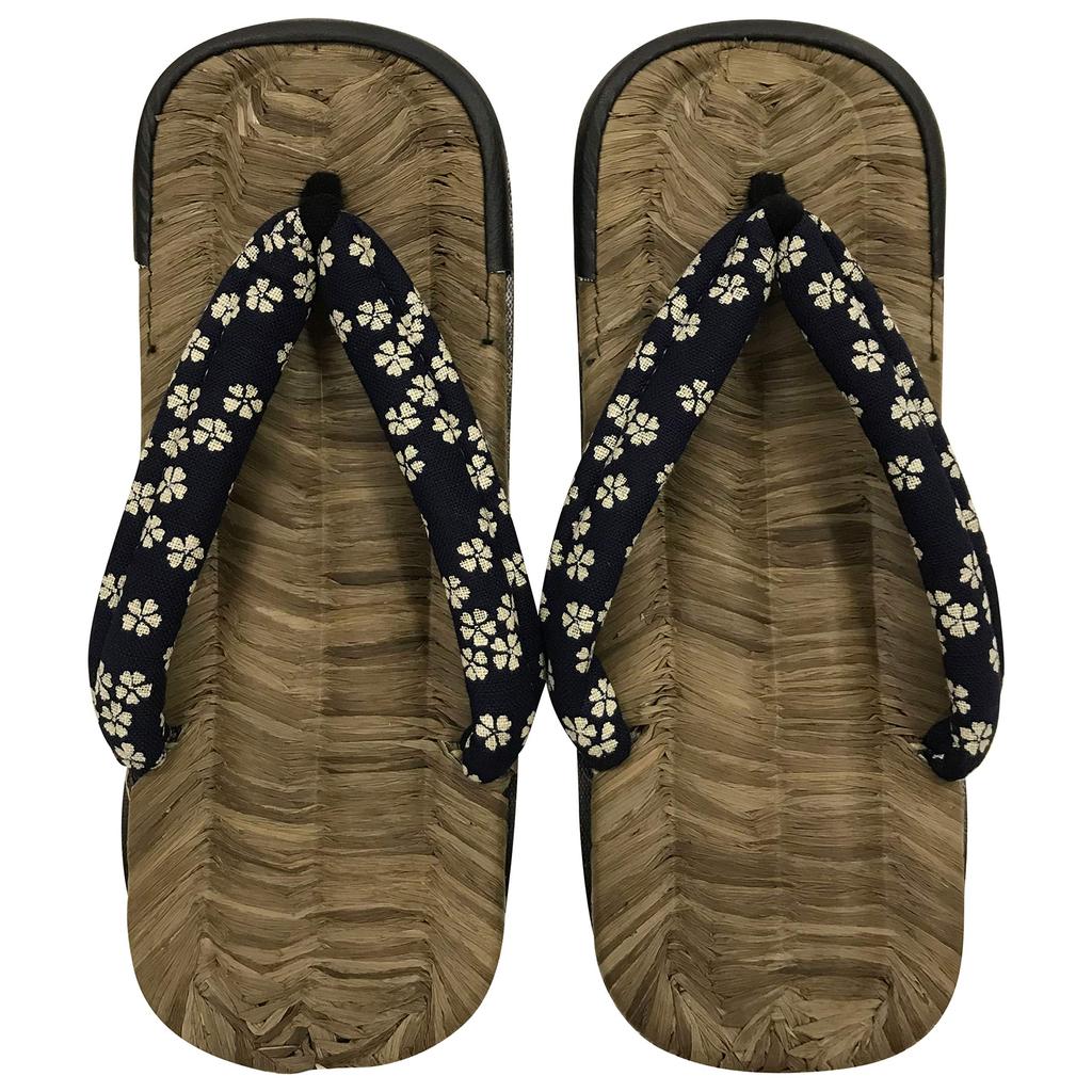 Edoten Geta Sandals with Tire Soles, Crow Bamboo, Cushioned Straps, Made In Japan, Cherry Blossom Color, Size LL