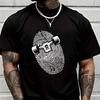 Fingerprint Skateboard Men's Casual Tshirts For Summer Short Sleeve Comfortable Tops